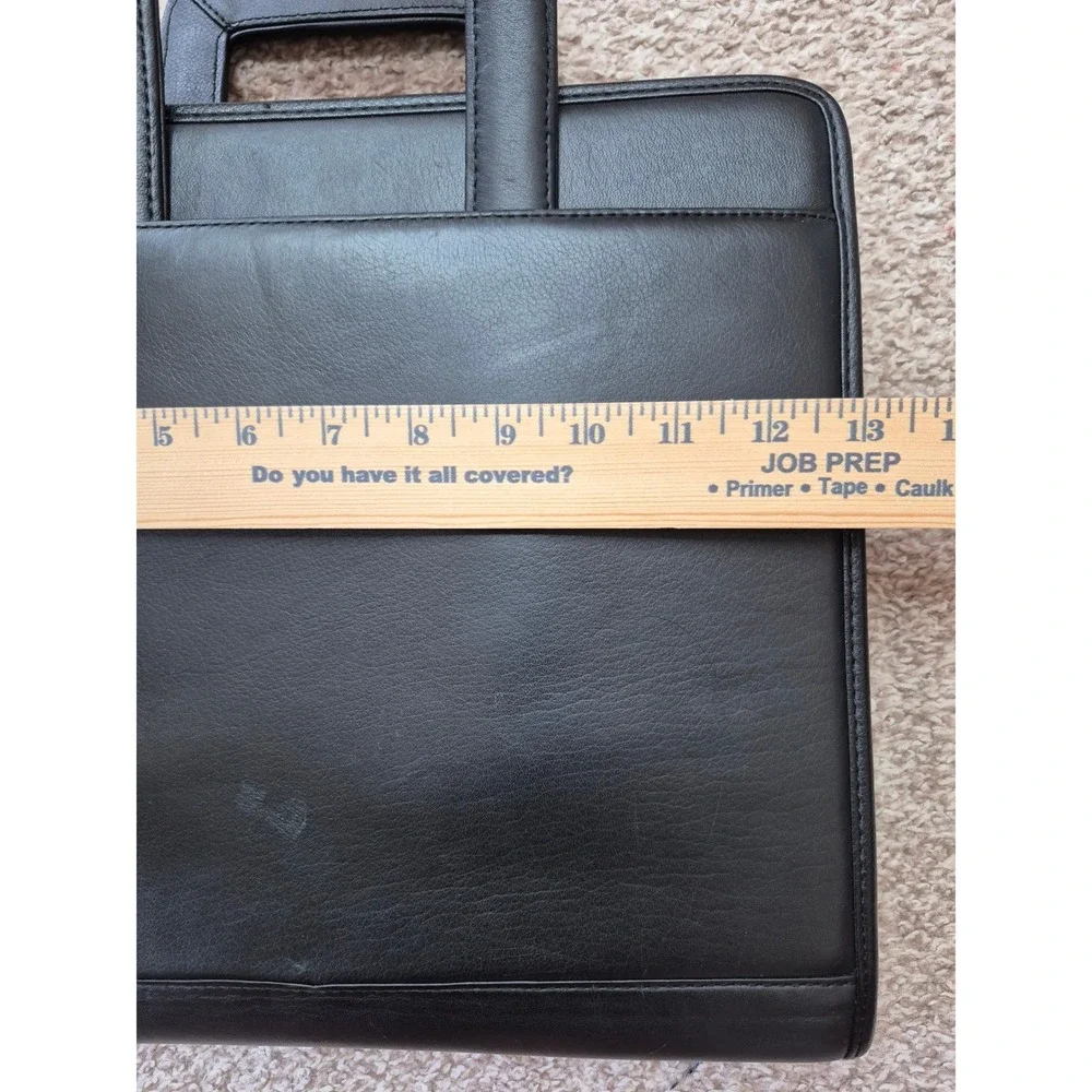 Franklin Covey Black Leather Zippered 3 Ring Binder Planner Briefcase